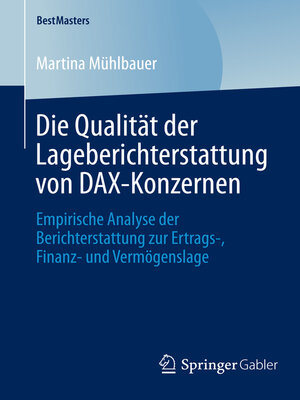 cover image of Die Qualität der Lageberichterstattung von DAX-Konzernen